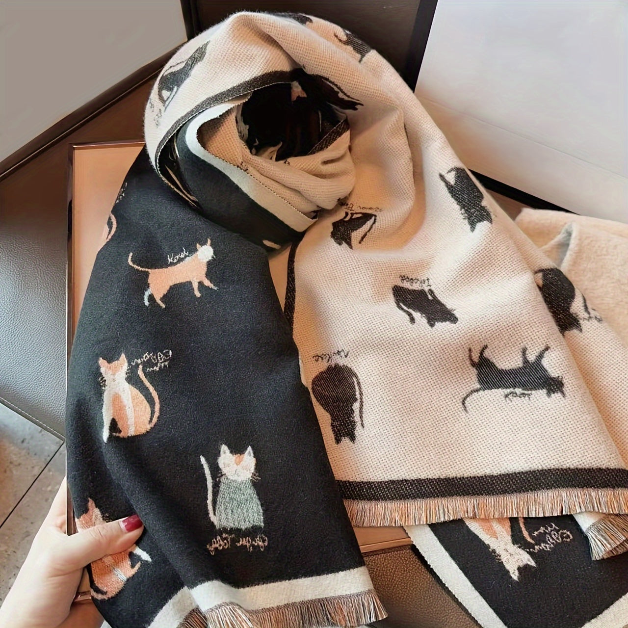Cozy Double-Sided Cat Scarf for Winter Style