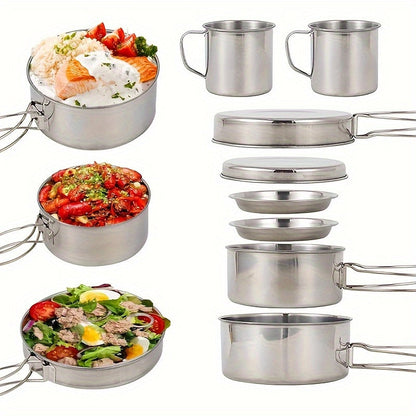 Camping Cookware Set Stainless Steel (8pcs)