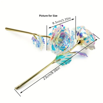 Golden Foil Artificial Roses - Set of 10 Rose Red Flowers