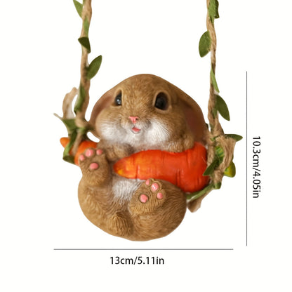 Resin Easter Bunny Carrot Figurine for Home Decor