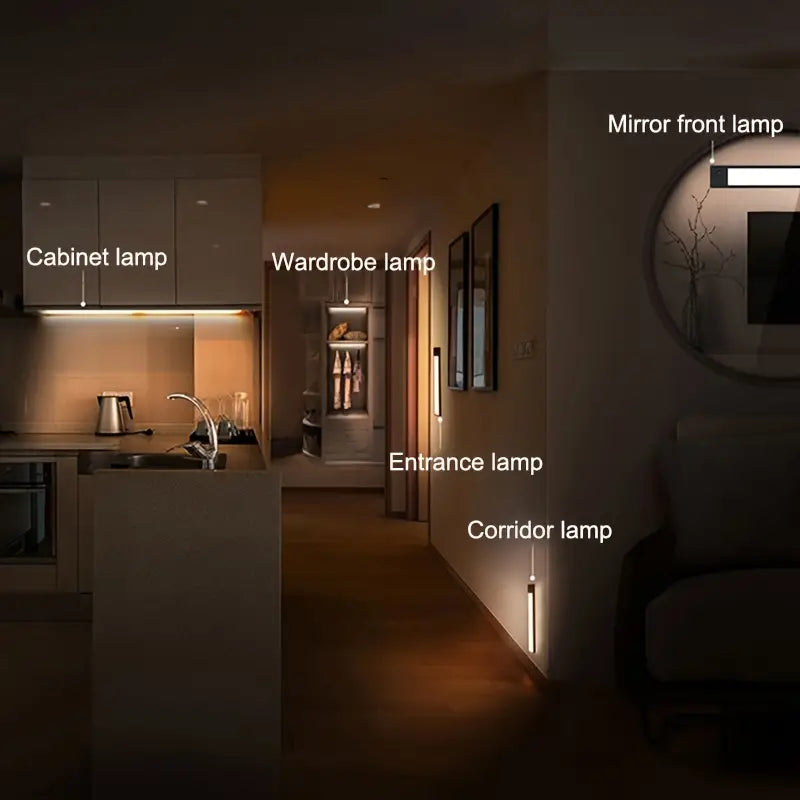 Premium Silvery 50cm LED Motion Sensor Cabinet Light - Wireless Rechargeable Closet Lighting