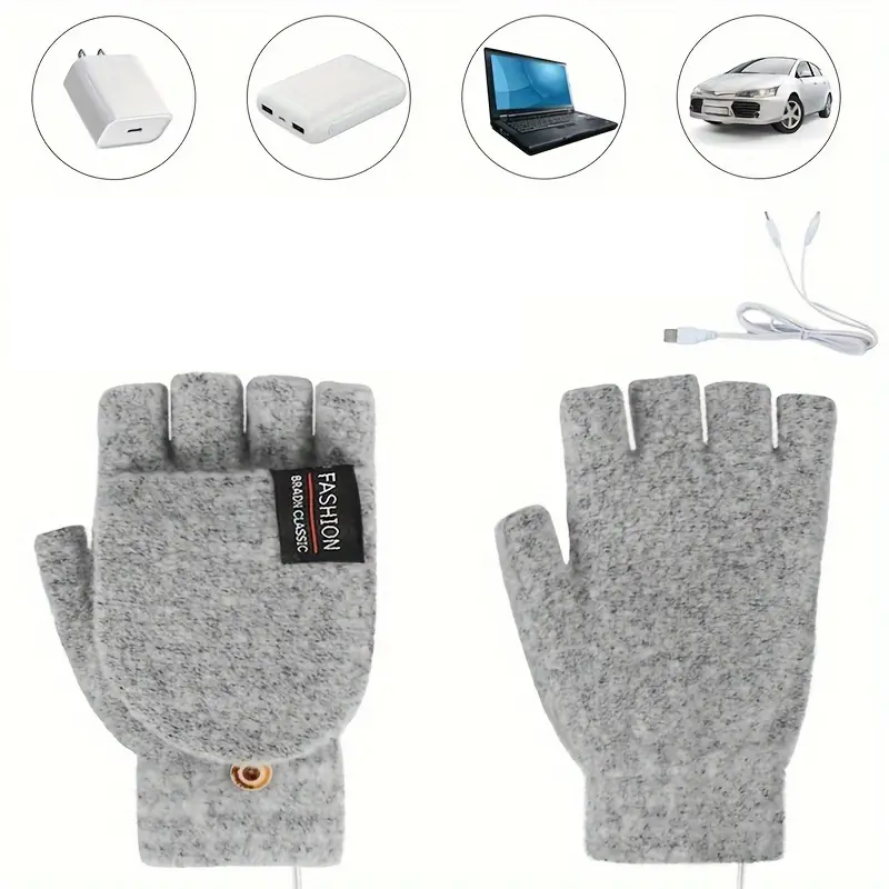 Winter Heated Gloves - Adjustable Temperature Cycling & Skiing Gloves (Gray)