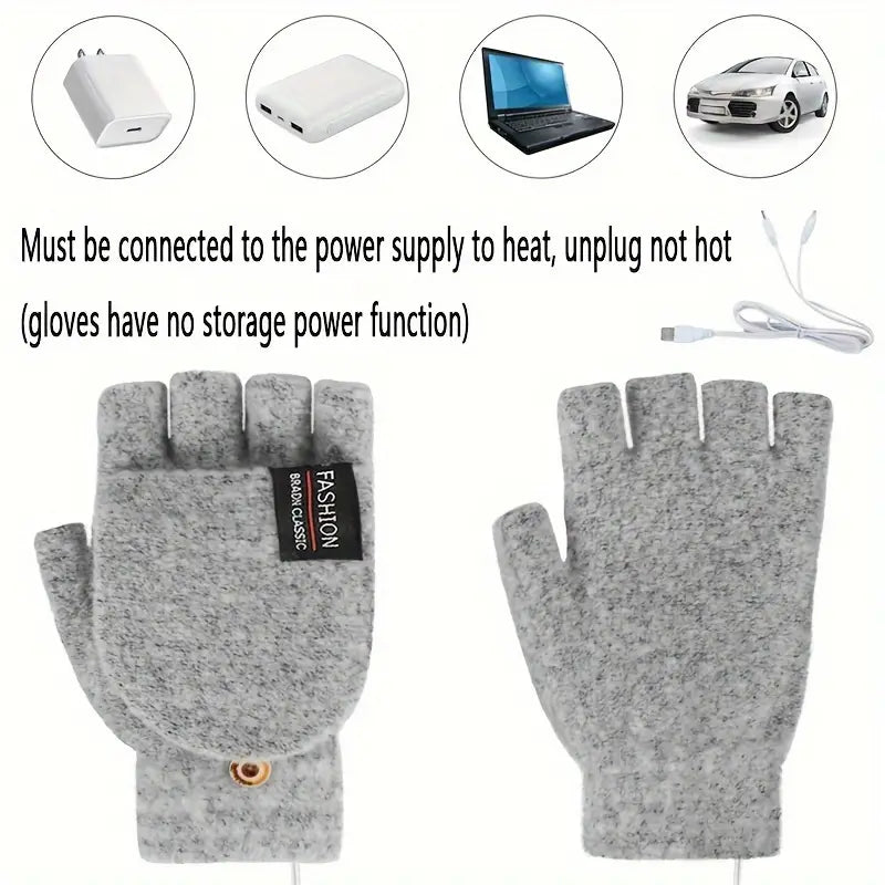 Winter Heated Gloves - Adjustable Temperature Cycling & Skiing Gloves (Gray)