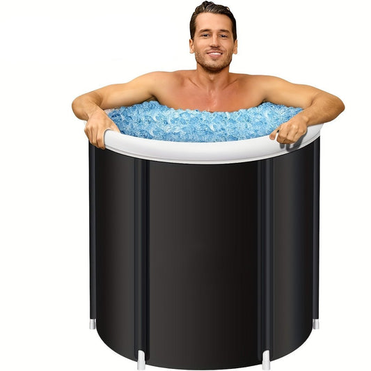 1Pc Freestanding Ice Bath Tub for Fitness Recovery(Black)