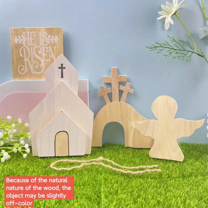 Easter Blessings: Set of 4 Wooden Jesus Ornaments