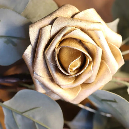 25-Piece Golden Artificial Rose Flowers Set