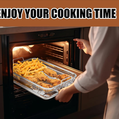 Stainless Steel Oven Grilling Basket with Double Handle