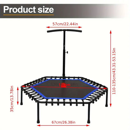 Rebounder Mini Trampoline with Adjustable Handle Bar(Blue)