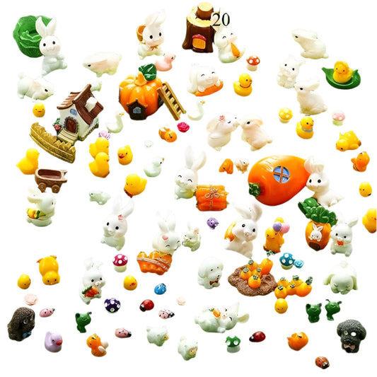 Mini Easter Bunnies, Ducks, and Carrot Ornaments (20pcs)