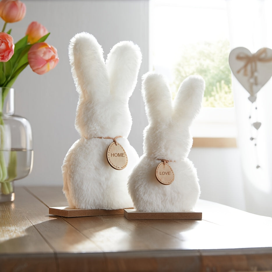 2pcs Fluffy Bunny Easter Decoration Set