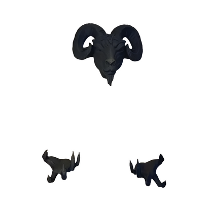 3-Piece Sheep Head Wall Decor Set - Black Resin Art Deco