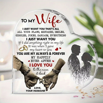 Heart Shaped Acrylic Plaque Romantic Gift Keepsake