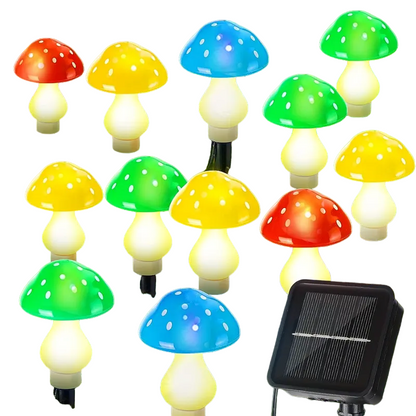 Twinkling Toadstools: 12LED Multi-Color Changing Solar Christmas Lights