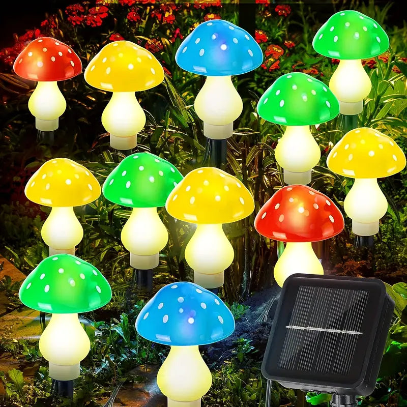 Twinkling Toadstools: 12LED Multi-Color Changing Solar Christmas Lights