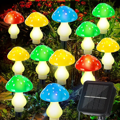 Twinkling Toadstools: 12LED Multi-Color Changing Solar Christmas Lights