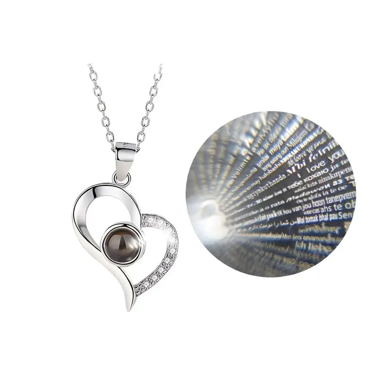 Romantic Heart Necklace and Soap Flower Rose Set - Pink