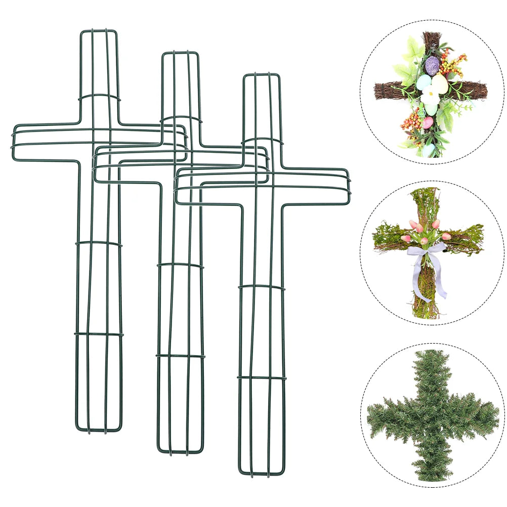 Wreath Form Iron Cross Frame  3-Piece