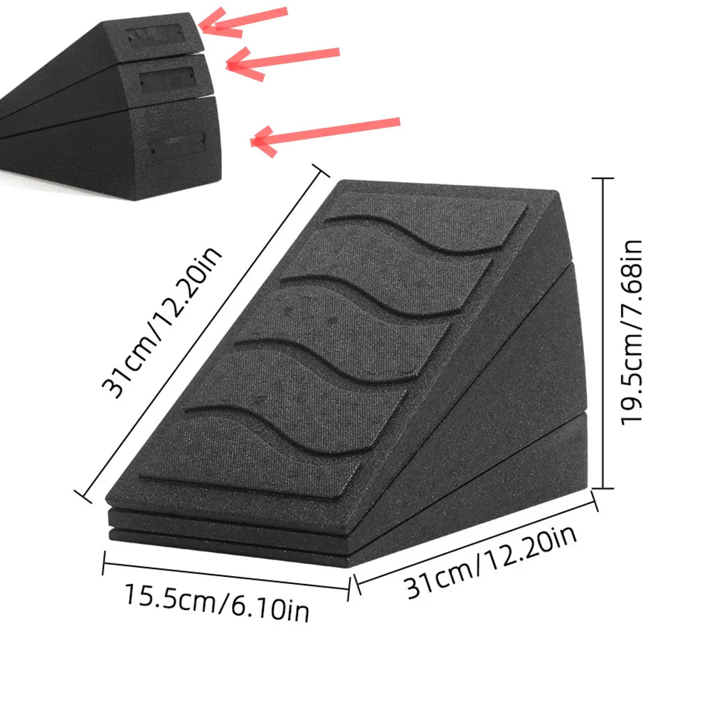 3pcs Adjustable Calf Stretch Slant Board Set (Black)