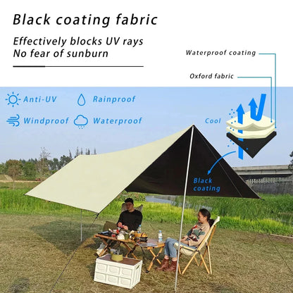 Black Coated Waterproof Camping Tent (Beige)