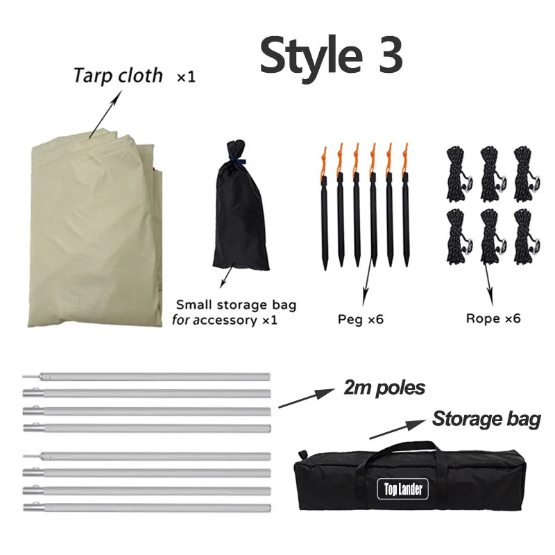 Black Coated Waterproof Camping Tent (Beige)