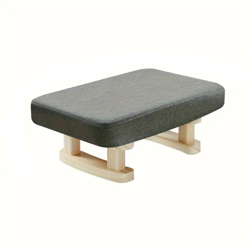 Retro Charm Wooden Footstool - Grey