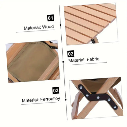 Portable Folding Wooden Camping Stool