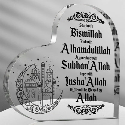 Islamic Acrylic Heart-Shaped Eid Mubarak Ornament