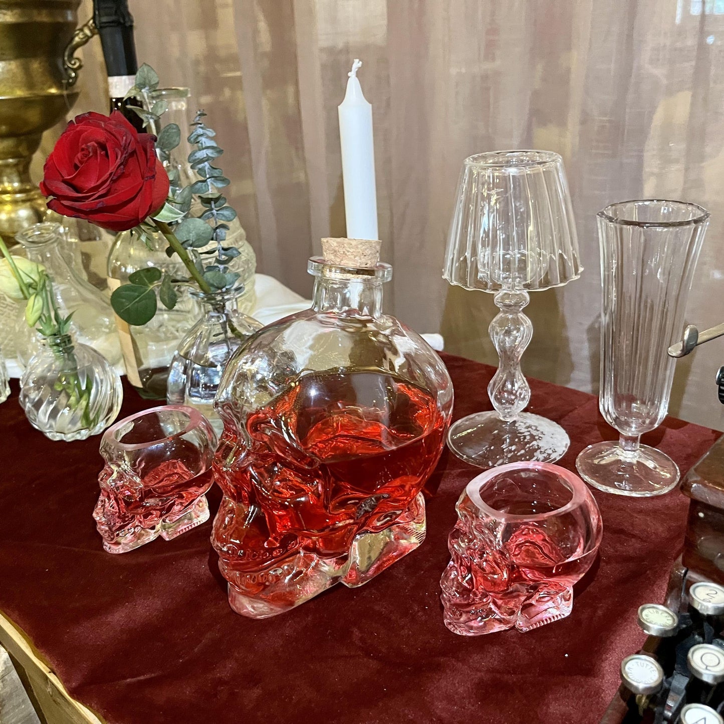 2-Piece Skull Decanter Set - 750ml Crystal Wine Decanter