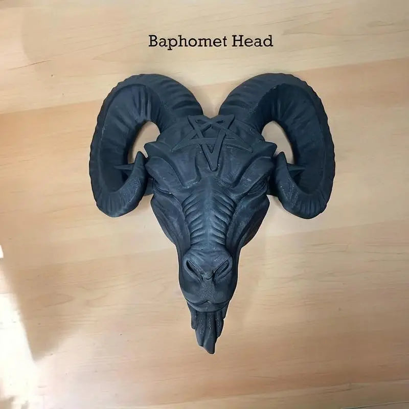 3-Piece Sheep Head Wall Decor Set - Black Resin Art Deco