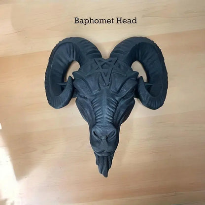 3-Piece Sheep Head Wall Decor Set - Black Resin Art Deco