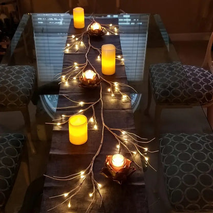 6ft Birch Wreath Garland with 48 LED Lights