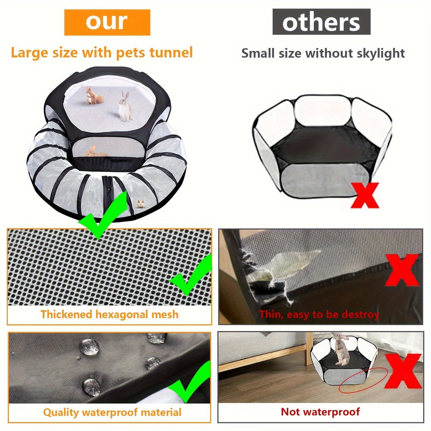 Small Animal Playpen with Tunnel