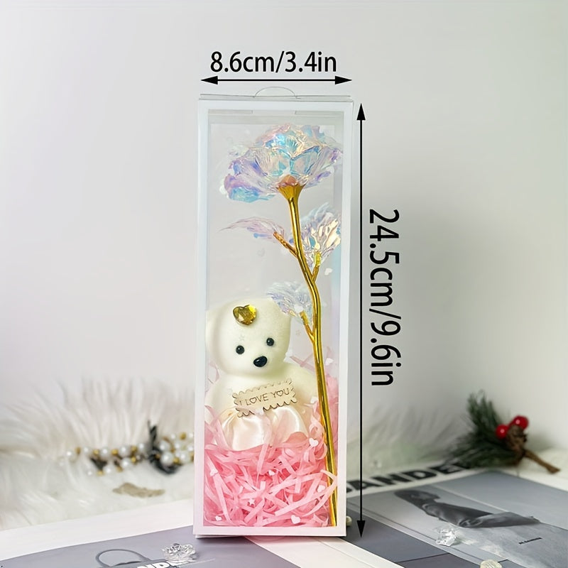Enchanted Bear & Rose Gift Box for Special Occasions (White)