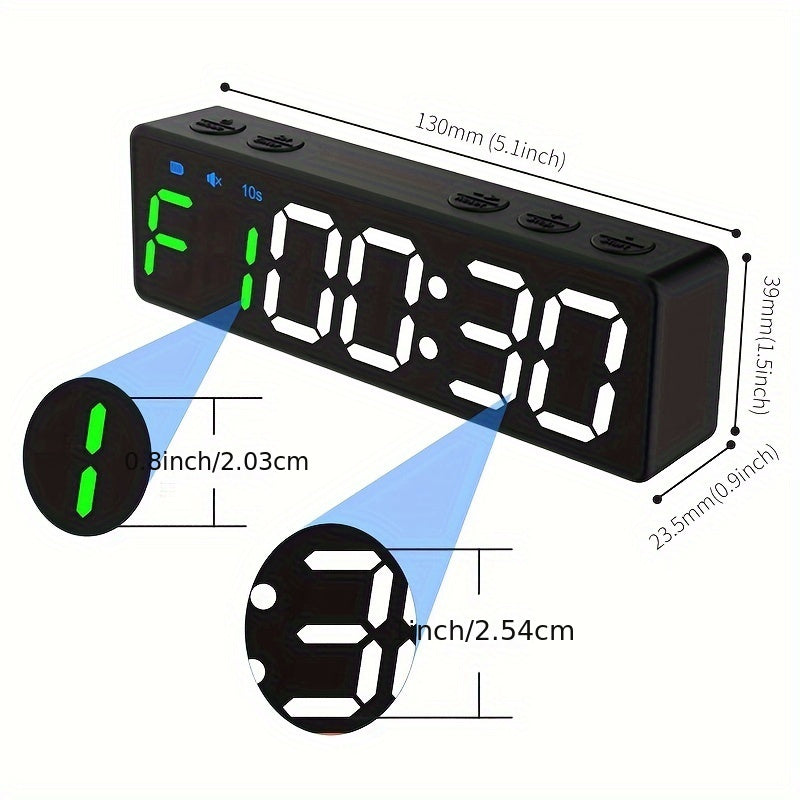 Rechargeable Gym Timer with 8 Fat Burning Training Modes(Black)