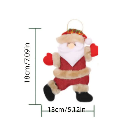 4PCS Christmas Tree Accessories: Dancing Old Man, Snowman, Deer, Bear Cloth Puppets