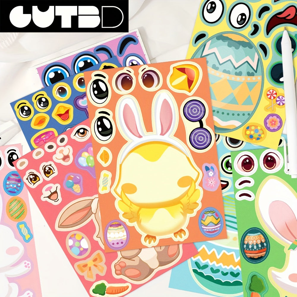 8pcs Easter Cartoon Stickers Waterproof for Journals & Laptops