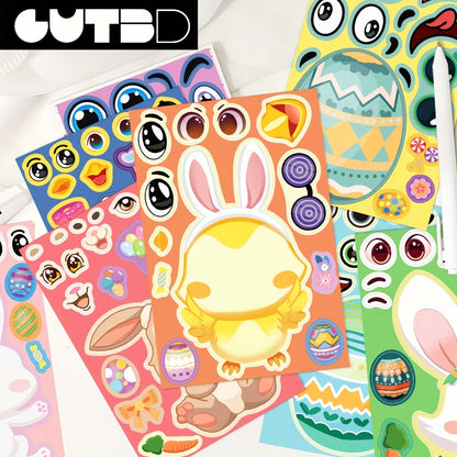 8pcs Easter Cartoon Stickers Waterproof for Journals & Laptops