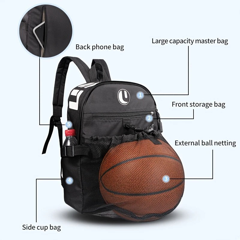 Youth Basketball Backpack Large Capacity Travel Bag