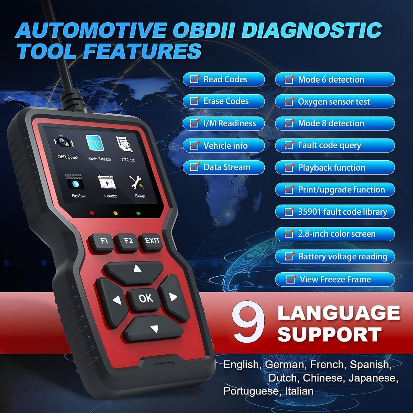 Professional OBD2 Live Data Diagnostic Scanner Tool