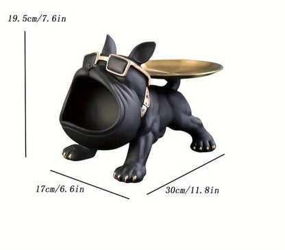 Chic Resin French Bulldog Storage Tray - Nordic Fashion Animal Sculpture Black