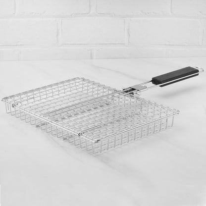 Foldable BBQ Grill Basket for Fish, Shrimp, Vegetables