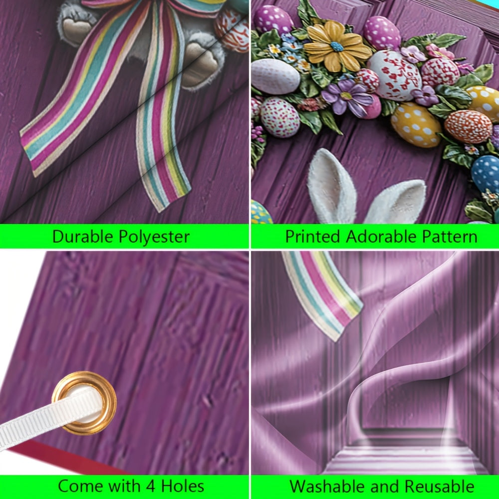 Easter Floral Wreath with Cute Rabbit Accent