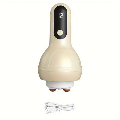 LCD Display Electric Full Body Massager - 12 Gears Adjustment(Cream)