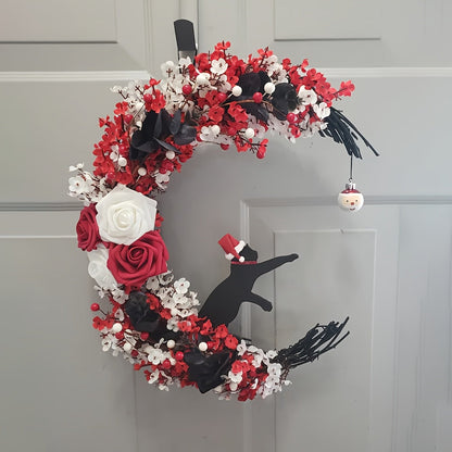 Gothic Black Cat Victorian Wreath Door Hanging
