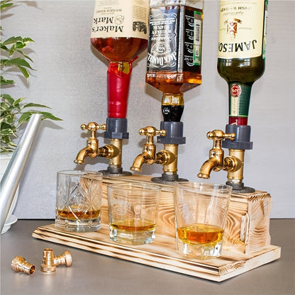 Three-Way Whiskey Decanter Tap Dispenser with Handle