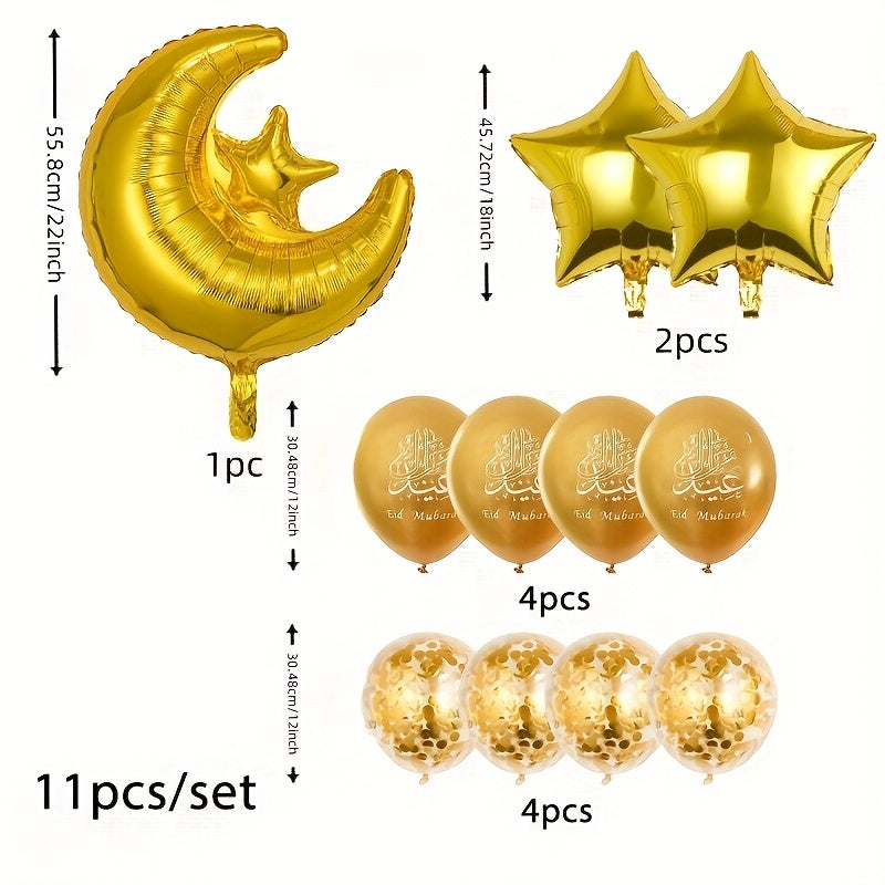 11pcs Eid Mubarak Ramadan Kareem Balloon Decoration Set