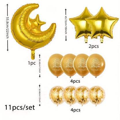11pcs Eid Mubarak Ramadan Kareem Balloon Decoration Set