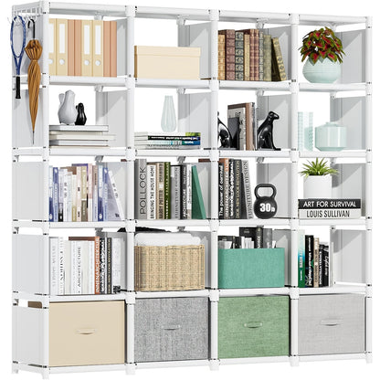 Metal Bookshelf Storage Organizer (18 Grid)