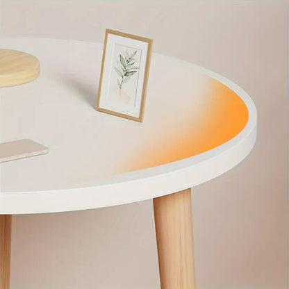 Minimalist Round White Coffee Table - Small and Space-Saving