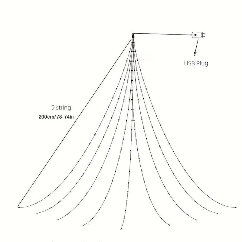 Enchanting Christmas Waterfall Tree Lights: 8 Magical Modes